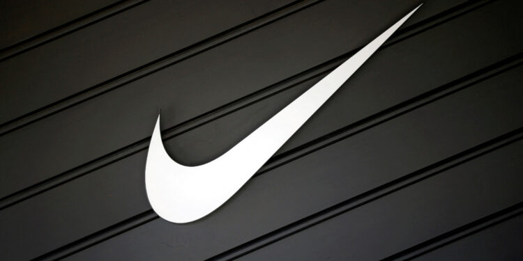 FILE PHOTO: The logo of Nike (NKE) is seen in Los Angeles, California, United States, April 12, 2016. REUTERS/Lucy Nicholson/File Photo
