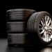 3D tires on black background smooth camera movement